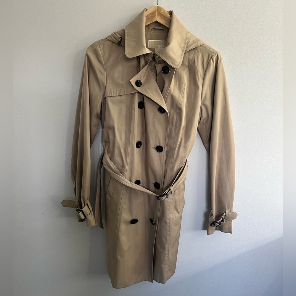 MICHAEL KORS Khaki Trench Coat, Size Small - EUC
